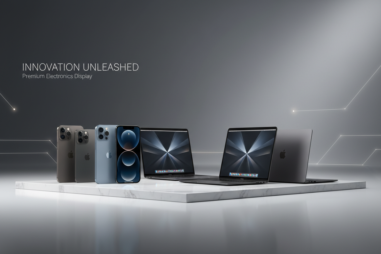 Hero banner with iPhones and MacBooks